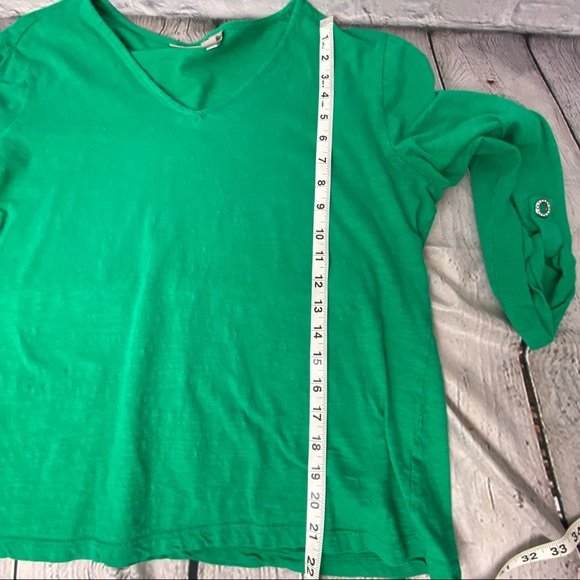 Chico’s size 2 Green too long sleeve or button short sleeve with snap button - Picture 5 of 9
